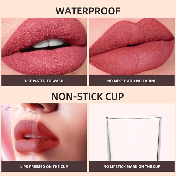 Peach Coral Liquid Lipstick - Long Lasting, Smudge Proof, Transfer Resistant Lip Color, Waterproof, Non-Transfer Formula (Eternal Embrace)