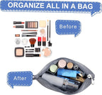 Gloppie Makeup Bag for Purse Travel Cosmetic Bag for Women Small Zipper Makeup Pouch Grey