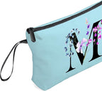 Women Birthday Maid of Honor Monogrammed Gifts for Bride Bridesmaid Sister Friend Her Teacher Makeup Cosmetic Bag with Mirror Mothers Day Christmas Graduation M