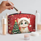 COEQINE Travel Makeup Bags for Women Leather Cute Cat Travel Cosmetic Bag Toiletry bag for Womens Birthday Christmas Gifts Waterproof Pen Pencil Pouch Wallet Clutch Handbag for Holiday