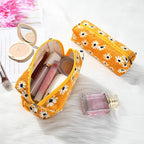 SOIDRAM Makeup Bag Floral Cosmetic Bag Cute Makeup Pouch 1Pcs Large Capacity Makeup Bags and 1Pcs Makeup Brushes Storage Bag Travel Toiletry Bag Organizer