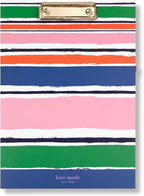 kate spade new york A4 Clipboard Folio with Low Profile Clip, Professional Padfolio Includes Lined Notepad, Pen Loop, and Pocket, Ocean Stripe