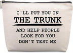 Funny Quote Cosmetic Bag Funny Gifts for Women Friends Gag Gifts Christmas Farewell Friendship Gifts for Women Friends Sister Coworkers Don't Test Me Travel Makeup Bags