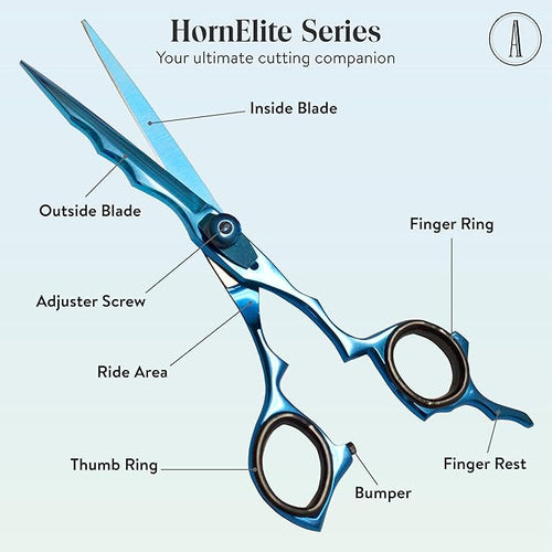 ANDUSTRIAL - Professional Hair Cutting Scissors/Shears For Men/Women/Home/Salon - Premium High Carbon Steel Quality - Smooth And Sharp - 6.5 Inch, Blue