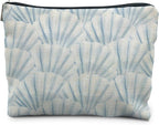 Beach Makeup Bag, Beach Gifts for Women, Blue Sea Shell Preppy Beach Cosmetic Bags Zipper Pouch, Beach Gifts for Women Friends, Beach Lovers Gifts, Blue Makeup Pouch Zipper Bag
