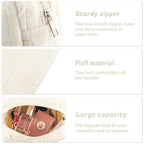 ZLFSRQ 2Pcs Pencil Case Cute Pencil Pouch for Teens Plush Makeup Bag Travel Cosmetic Bag Set White Makeup Pouches Purse Preppy Zippered Toiletry Bags Organizer Trendy Zipper Skincare Storage Organizer