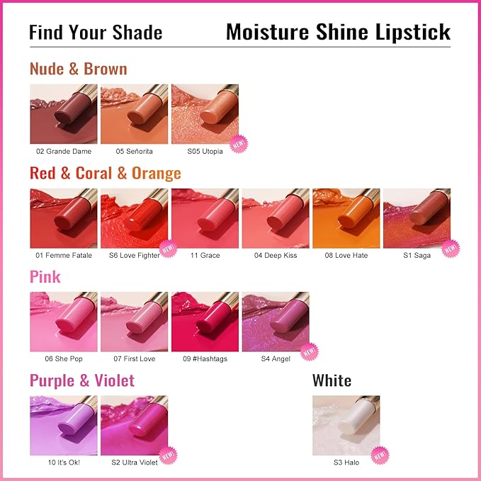 Oulac Moisture Peach Nude Lipstick - 2 in 1 Shimmer Lipstick & Lip Balm, Shimmer Soild Lip Gloss, Lightweight Smooth, Natural Look Best for Dry, Cracked and Chapped Lips, Vegan 2.2g/0.07oz (S05)