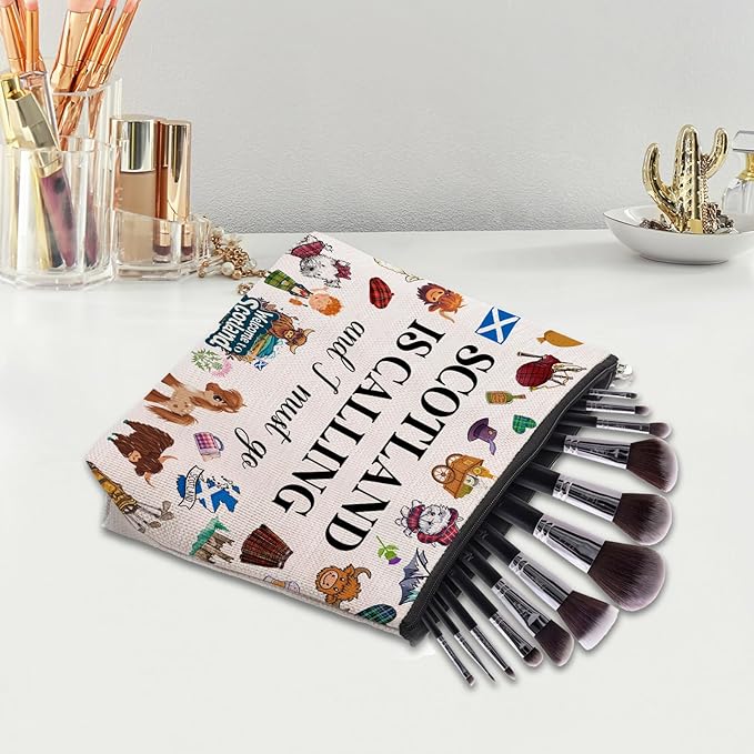 Scottish Gifts Makeup Bag, Edinburgh Gift - Scotland Travel Essentials Souvenirs for Women