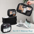 Stagiant Rolling Makeup Train Case, Professional Makeup Case, Travel Cosmetic Organizer Make Up Storage Bag for Makeup Artist, Hairstylist, Barbers, with 5 Toiletry Bags, Black