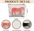 Preppy Tiger Makeup Bag, Trendy Pink and Orange Tiger Cosmetic Bags for Women, Tigers Gifts Makeup Pouch, Animal Lovers Gift Zipper Pouch