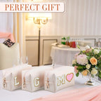 Sanwuta 9 Pcs Makeup Bags Bulk PU Double Zippers Cosmetic Bag Makeup Toiletry Christmas Small Pouch Portable Travel Organizers Case for Women Bridesmaid Party End of The Year(Ivory White)