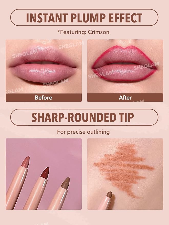 SHEGLAM Lip Liner Creamy Matte Pencil High Pigment Not Easy to Fade Silky Smooth Matte Contour Tint Lip Makeup-Purple Smoke