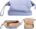 Abiudeng Large Capacity Makeup Bag Ladies Cosmetic Bag Travel Bag with Compartments Portable PU Leather Travel Makeup Bag with Handle