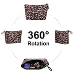 Makeup Bags for Purse Zipper Cosmetic Pouch Large Travel Make Up Organizer Tool Pouch for Women, Leopard