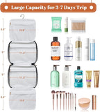 Bosidu Hanging Travel Toiletry Bag,Large Capacity Cosmetic Travel Toiletry Organizer for Women with 4 Compartments & 1 Sturdy Hook,Perfect for Travel/Daily Use/Christmas