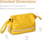 Abiudeng Large Capacity Makeup Bag Ladies Cosmetic Bag Travel Bag with Compartments Portable PU Leather Travel Makeup Bag with Handle
