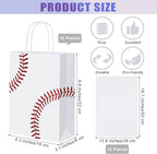 durony 16 Pieces Baseball Party Favor Bags with Handles Tissue Paper Gift Bags Goodie Candy Treat Bag for Birthday, Baseball Themed Party Supplies (8.6 x 6.2 x 3.1 Inches)