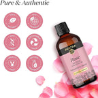 Avatra Rose Essential Oil 100ML (3.38 OZ) with Glass Dropper and Travel Bottle, Pure and Natural Therapeutic Grade Lavender Oil for Diffuser, Aromatherapy, Massage, and DIY Candle Products