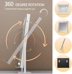 Hasipu Vanity Mirror with Lights, 25.6" x 21.3" LED Makeup Mirror, Light up Mirror with 10X Magnification and Phone Holder, USB Charging Port, Smart Touch 3 Colors Dimmable, 360° Rotation (White)