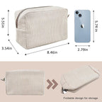 GFU Cosmetic Bags for Women, Seersucker Cosmetic Bag, Travel Toiletry Stripe Makeup Bag, Large Women Aesthetic Organizer Storage Pouch, Girls Handbags Purses, brown