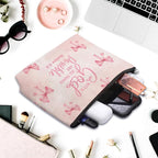 Bible Makeup Bag for Women, Christian Gifts for Women, Prayer Bible Supplies, Cute Aesthetic Coquette Pink Bow Cosmetic Bag Pouch