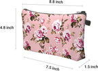 Cute Travel Makeup Bag Cosmetic Bag Small Pouch Gift for Women (Flowers Blush Pink)