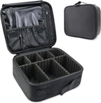 Travel Makeup Bag Makeup Cosmetic Train Case Organizer Portable Storage Bag with Adjustable Dividers for Cosmetics Makeup Brushes Toiletry Jewelry Black