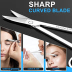 Men's and Women's Facial Hair Small Scissors, Eyebrow, Nose, Beard, Whisker, Eyelash, Ear Hair Trimming Set, Curved and Rounded Safety Tip Scissors for Haircutting 2pcs