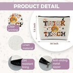 Halloween Makeup Bag for Teacher, Halloween Teacher Gifts for Women, Halloween Spider Bat Cosmetic Bags for Women, Funny Trick or Teach Makeup Pouch, Halloween Funny Makeup Bag