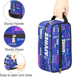 Custom Name Makeup Bag Travel Bag, Toiletry Bag Travel Large Capacity Cosmetic Container Organizer for Shampoo, Royal Blue Background Colorful Names
