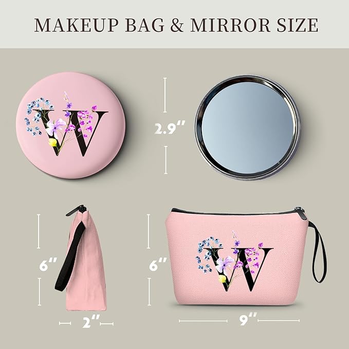 Birthday Inspirational Bridesmaid Proposal Team Small Gifts for Women Mom Aunt Teacher Sister Coworkers Makeup Cosmetic Bag Travel with Mirror Mothers Day Christmas Graduation W