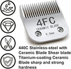 Docal 2 Pack 4FC Pet Dog Grooming Detachable Blades, Compatible with Size-4FC Cut Length 3/8"(9.5mm), Most A5, KM Series Clippers,Made of Ceramic Blade & Stainless Steel Blade