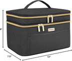 8.8L Double Layer Travel Makeup Bag Women, Large Cosmetic Case, Organizer for Travel-Size Accessories Bottles, Brushes, and Skin Care Products, Black 2.33 GAL