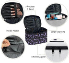 Bat Stars Pattern Travel Makeup Bags for Women Portable Tote Cosmetic Case with Carry Handle Toiletry Accessories Storage Organizer Bags for Halloween