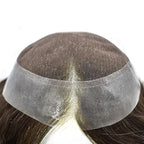 Mens Toupee Human Hair Piece French Lace Toupee for Man Hair System Indian Human Hair Replacement Systems V-Looped PU Front Hairpieces 8"X10" 2# DARKEST BROWN