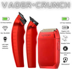 Supreme Trimmer 3-in-1 Barber Kit | Vader Clipper, Vader Trimmer & Crunch Foil Shaver | Men's Professional Beard Trimmer, Brushless Motor Clippers & Waterproof IPX6 Shaver | Red