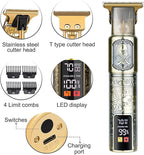 Hair Clippers for Mens Cordless Hair Trimmer T-Blade Trimmer Professional Haircut & Grooming Kit Rechargeable Clippers Hair Trimmer Shaver Cutting Kit with LCD Display (Figure-02)