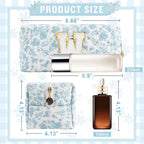 Personalized Quilted Cosmetic Bag, Puffy Monogrammed Christmas Birthday Gifts for Women & Girls, Cute initial Floral Makeup Bag Puffer Coquette Bag, Aesthetic Travel Toiletry Zipper Pouch(Blue,W)