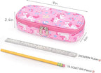 mibasies Girls Pencil Case for Kids, Multi-Slot Pencil Pouch, Flower Pink
