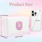 Glitter Initial Letter Makeup Bag, Small Personalized Sequins Letters PU Leather Cosmetic Bag Portable Waterproof Makeup Zipper Pouch, Shine Handbag Organizer Travel Bag Gifts for Women&Girls(White-O)