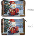 COEQINE Small Makeup Bag for Purse Mini Snowman Purses for Women Leather Cosmetic Travel Bags with Zipper Large Capacity Waterproof Portable Pouch Toiletry Make up Holiday Handbags