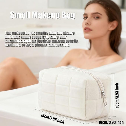 2PCS Makeup Bag Small Cosmetic Pouch for Purse Women Girls Y2k Checkered Make Up Bags