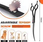 JASON 7.5" Dog Grooming Scissor - Professional Down-curved Shear with Ergonomic Handle Japanese Stainless Steel Hair Scissor for Dogs, Cats and Other Pets, Sharp (Down-curved, Black) Christmas Gift