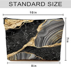 Cute Makeup Bag for Purse Canvas Waterproof Funny Cosmetic Bags for Women Zipper Travel Toiletry Pouch-Black Marble Makeup Bags
