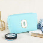 Gifts for Girls Initial Makeup Bag Personalized Cosmetic Bag with Zipper Cute Travel Toiletry Bag Waterproof PU Preppy Makeup Pouch Birthday Gift for Teen Girls Women(Blue O)
