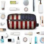 Travel Toiletry Bag for Women Men Retro American USA Flag Lightweight Cosmetic Makeup Bag Organizer Waterproof Shaving Bag Dopp Kit with Large Capacity for Toiletries and Shaving Accessories