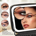 Makeup Case with Mirror and Lights, Travel Makeup Bag with Lighted Mirror, Make up Case with LED Mirror & Adjustable Dividers, Portable Cosmetic Organizer Bag Gift for Women(Pink)