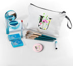 SEAMOON Birthday Bridal Shower Unique Initial Gifts for Women Mom Sister Daughter Friend Bff Personalized Travel Makeup Cosmetic Bag with Mirror Valentines Mothers Day Christmas Graduation U