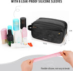 Travel Toiletry Bag for Men, Large Hanging Toiletries Organizer Bags for Women, Cruise Ship Essentials, Water-resistant Shaving Case, PU Leather Makeup Accessories, Cosmetic Dopp Kit, Black