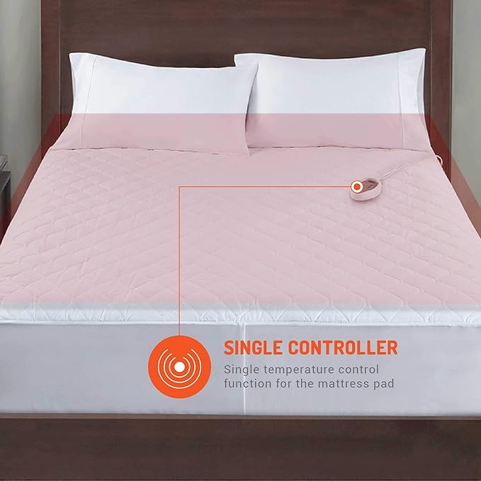 Degrees of Comfort Heated Mattress Pad Full Size | Zone Heating Electric Bed Warmer W/Auto Shut Off | Fit Up to 15 Inch | 12.5ft Long Cord - 54x75 Inch, White